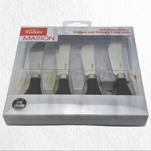 Trudeau Cheese Knife Set of 4 Stainless Steel Grip Handle NEW in package